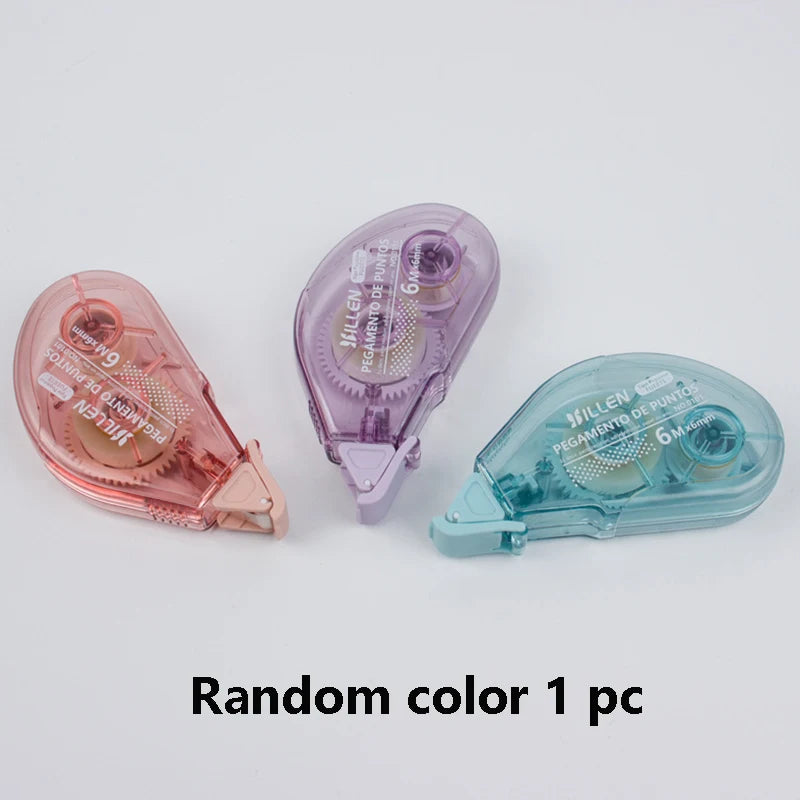 1PC 6M*6MM double-sided tape, with a colorful design, is perfect for scrapbooks, school supplies, offices and handicrafts