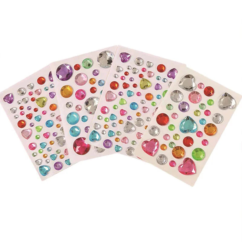1Pc Mixed Size 3D Heart Love Rotundity Gem Stickers For Kids Diamond Acrylic Crystal Sticker DIY  Rhinestone For Girls