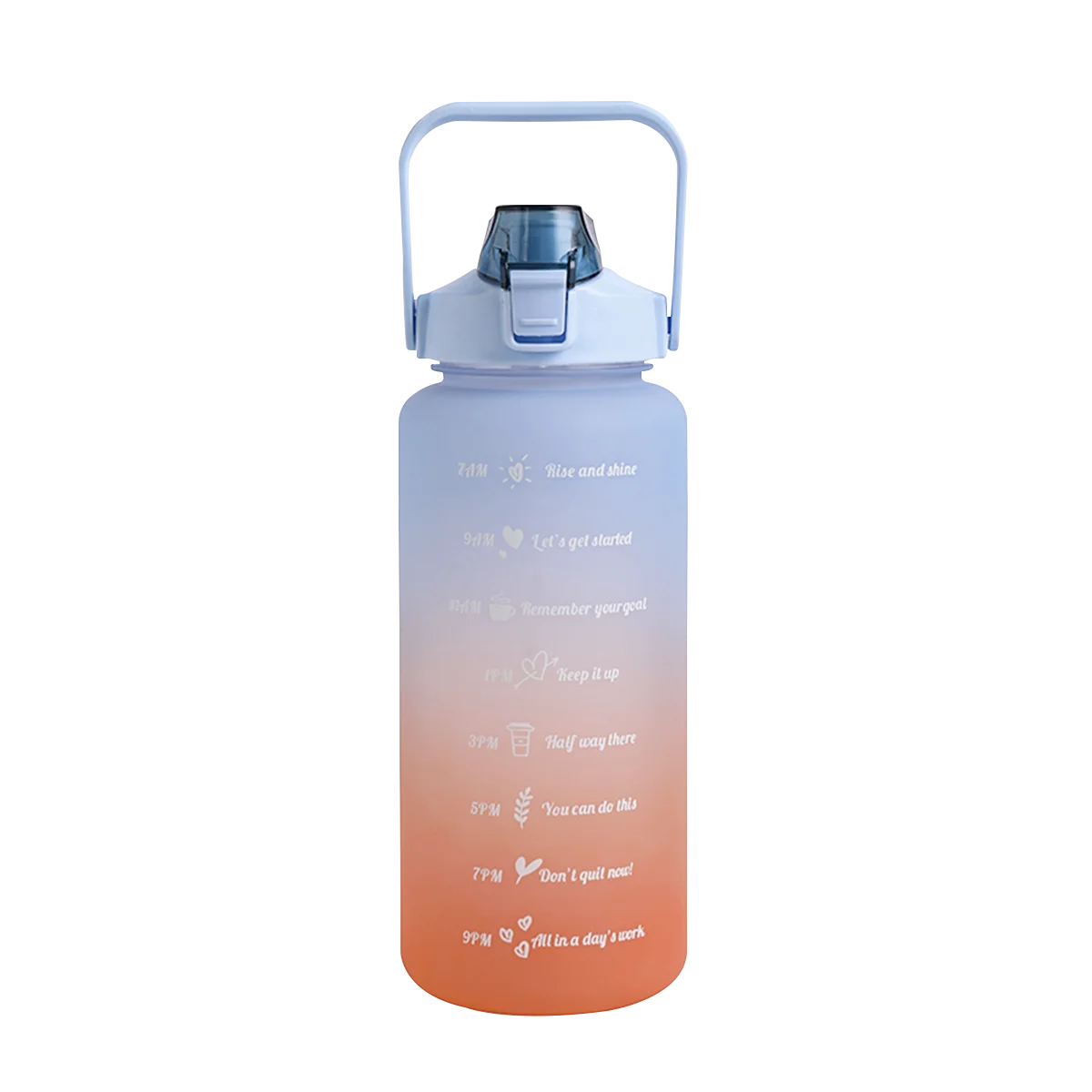 2000ml Large Capacity Gradient Color Water Cup Plastic Water Bottle with Time Scale Pop Cap Space Cup Household Living Supplies