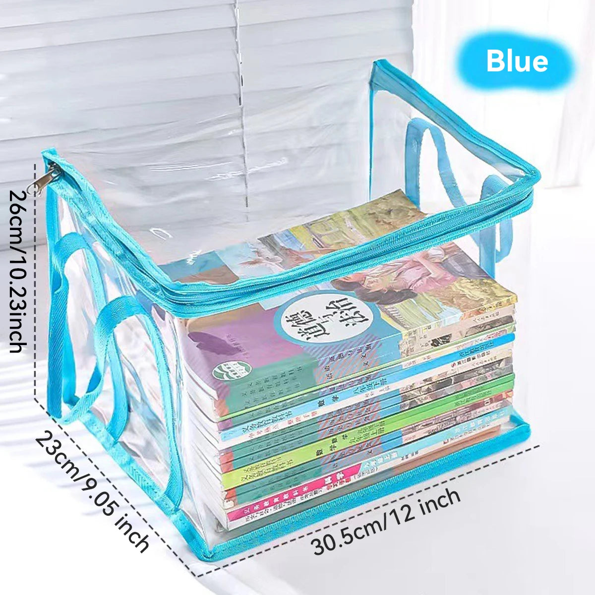 Clear PVC File Storage Box Collapsible Dustproof Bookshelf Organizer for Students School Supplies Portable Storage Container