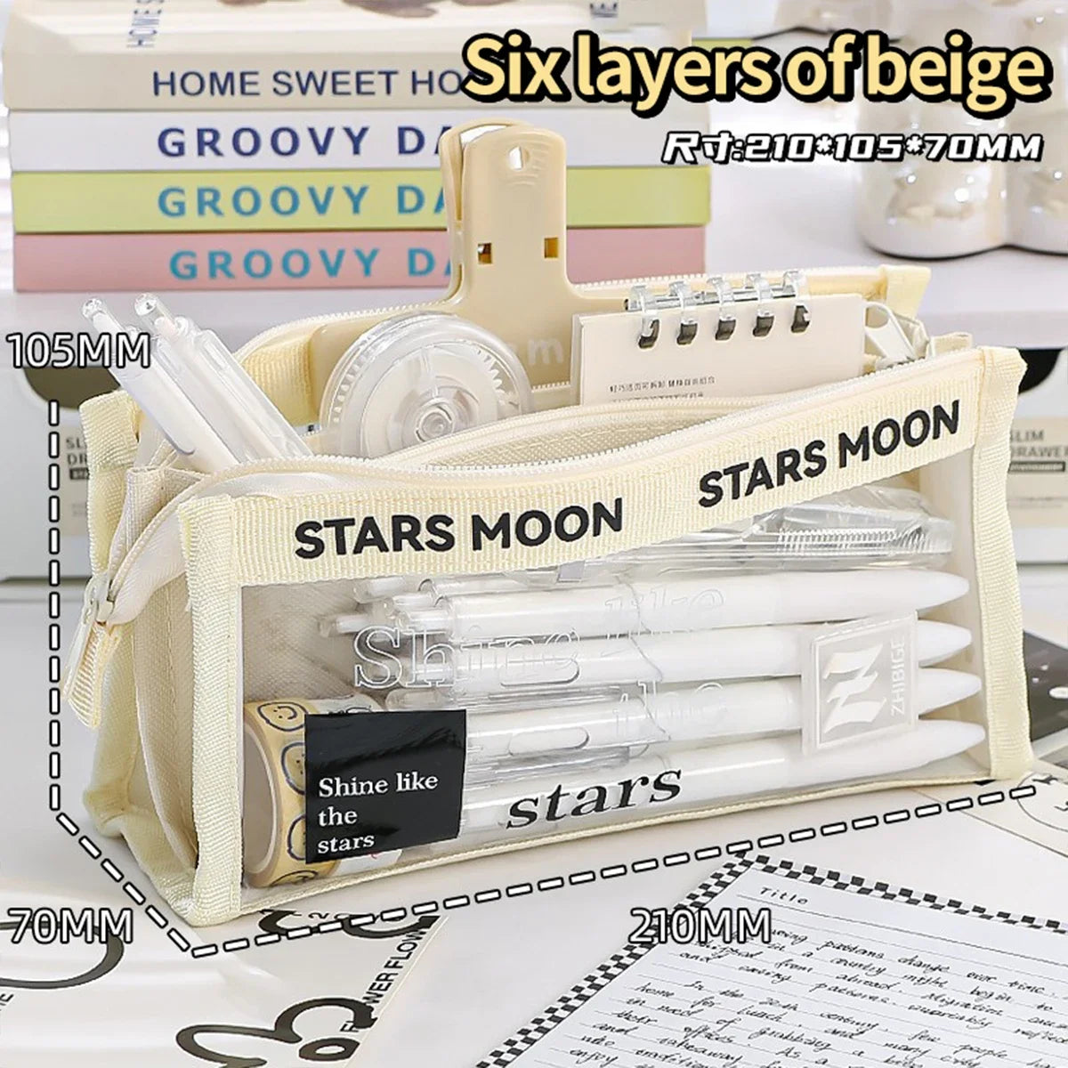 Triangle Transparent Pencil Case Kawaii Korean Stationery Large Capacity Back To School Office Culture and Education Supplies